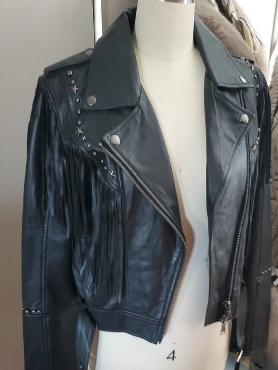 Spell Jackets & Blazers - NWT Spell Teodora Black Leather Fringe Moto Jacket with Studs
